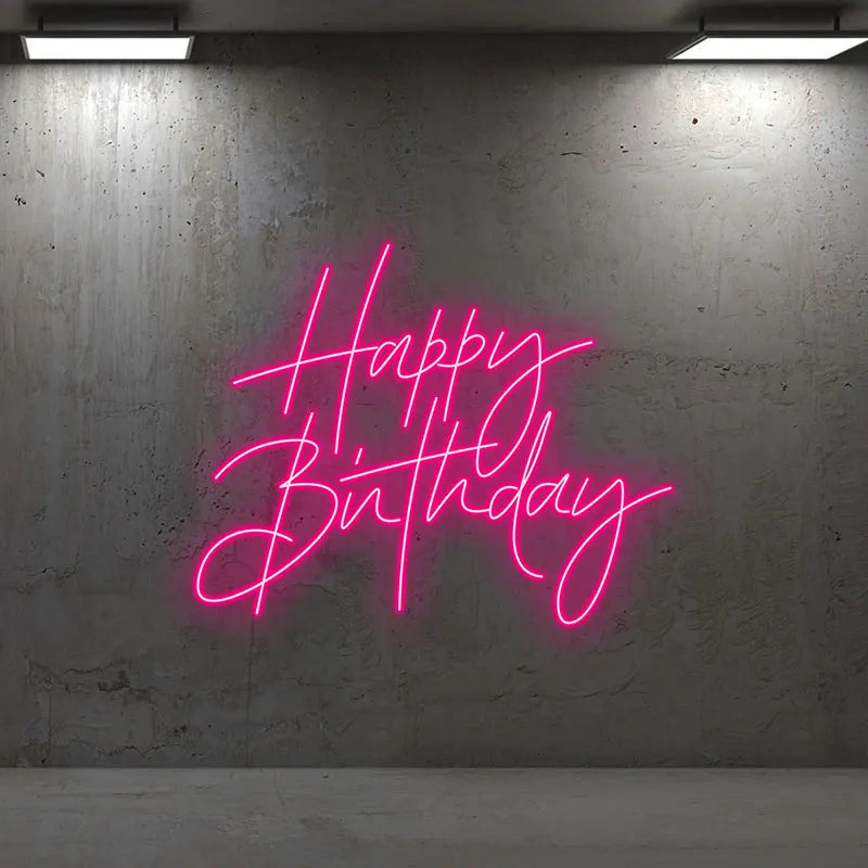 Toysign Custom Neon Light, Elegant Happy Birthday Neon Sign – LED Wall Art for Birthday Party Decor, Celebration, and Home Decor