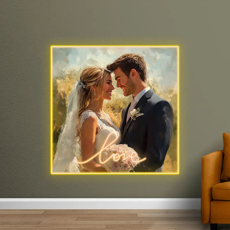 Wedding Photo Acrylic Custom Neon Sign, Personalized LED Neon Sign Light, Creative Neon Light For Home Decor