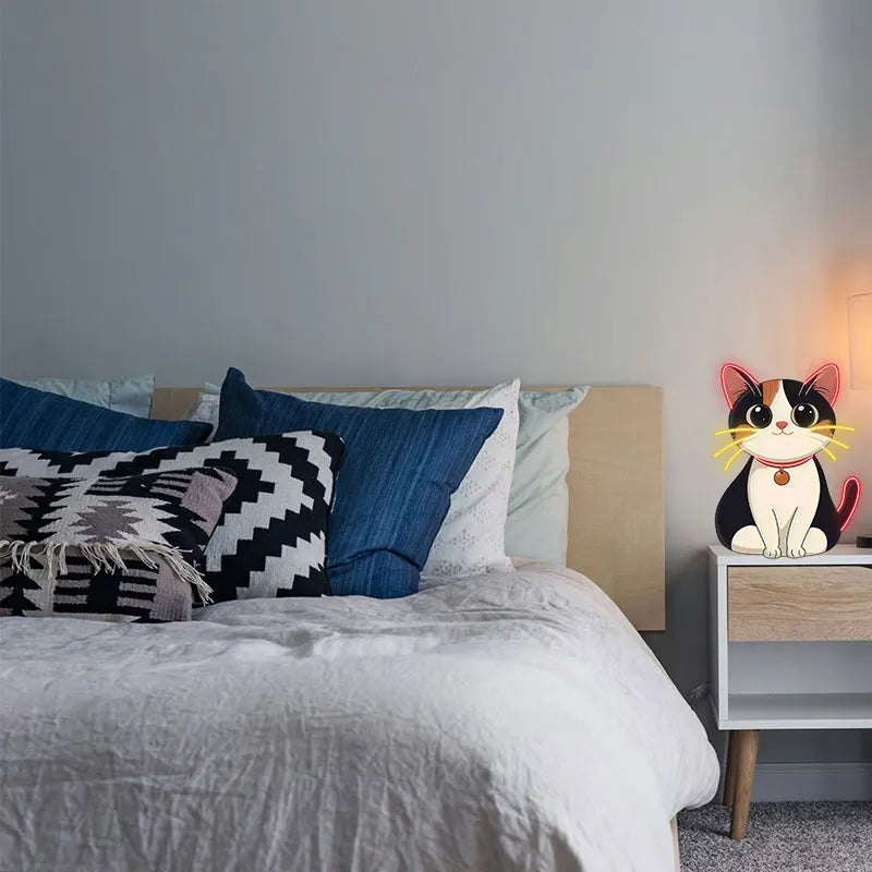 Toysign Kawaii Cat Neon Light – Adorable Wall Art for Kids' Room or Cat Lovers, Cute Calico Cat Design for Room Decor, Fun Gift