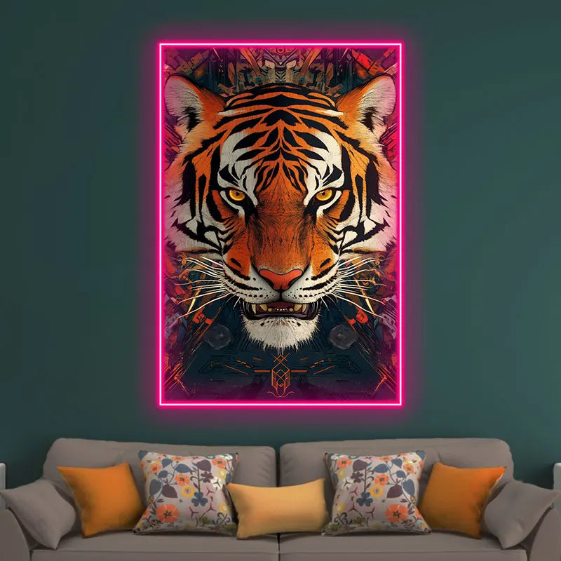 Fierce Tiger Neon Sign - LED Wall Art for Home & Office Decor, Bold Animal Design for Living Room, Bar, Man Cave, Perfect Gift