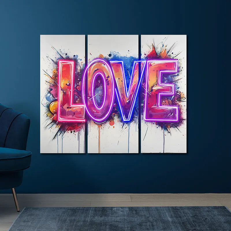 Wall Graffiti Love Text Neon Sign, LED Light Wall Decor, Personalized Neon Sign Light, Creative Gift Neon Light For Home Decor
