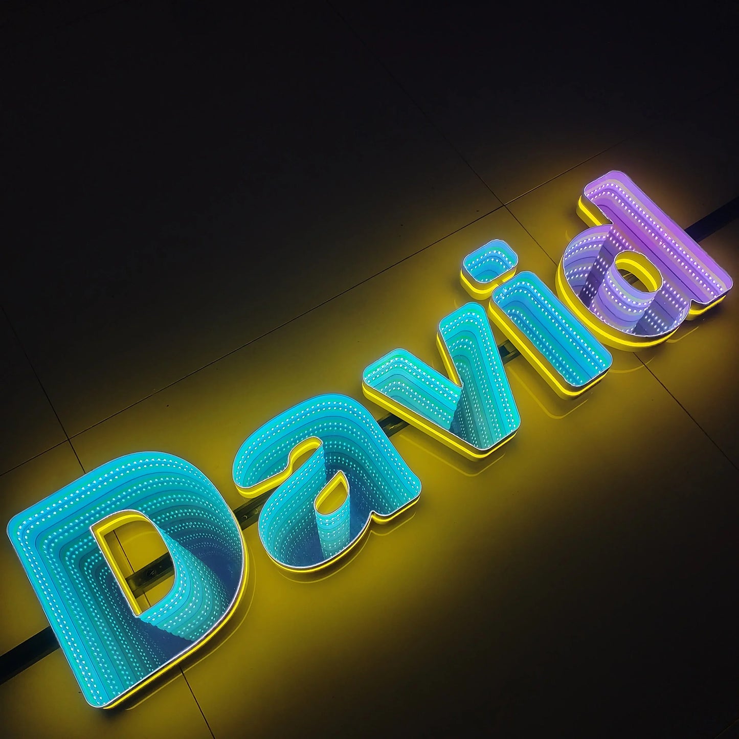 Toysign 3D Name Logo LED Infinity Mirror, Custom Business Logo Sign, Infinity Mirrors Letter, Wall Mounted Infinity Mirror Light