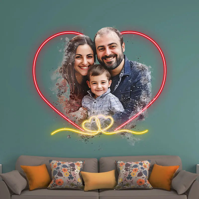 Family Photo Acrylic Custom Neon Sign, Personalized LED Neon Sign Light, Perfect Neon Light For Home Decor