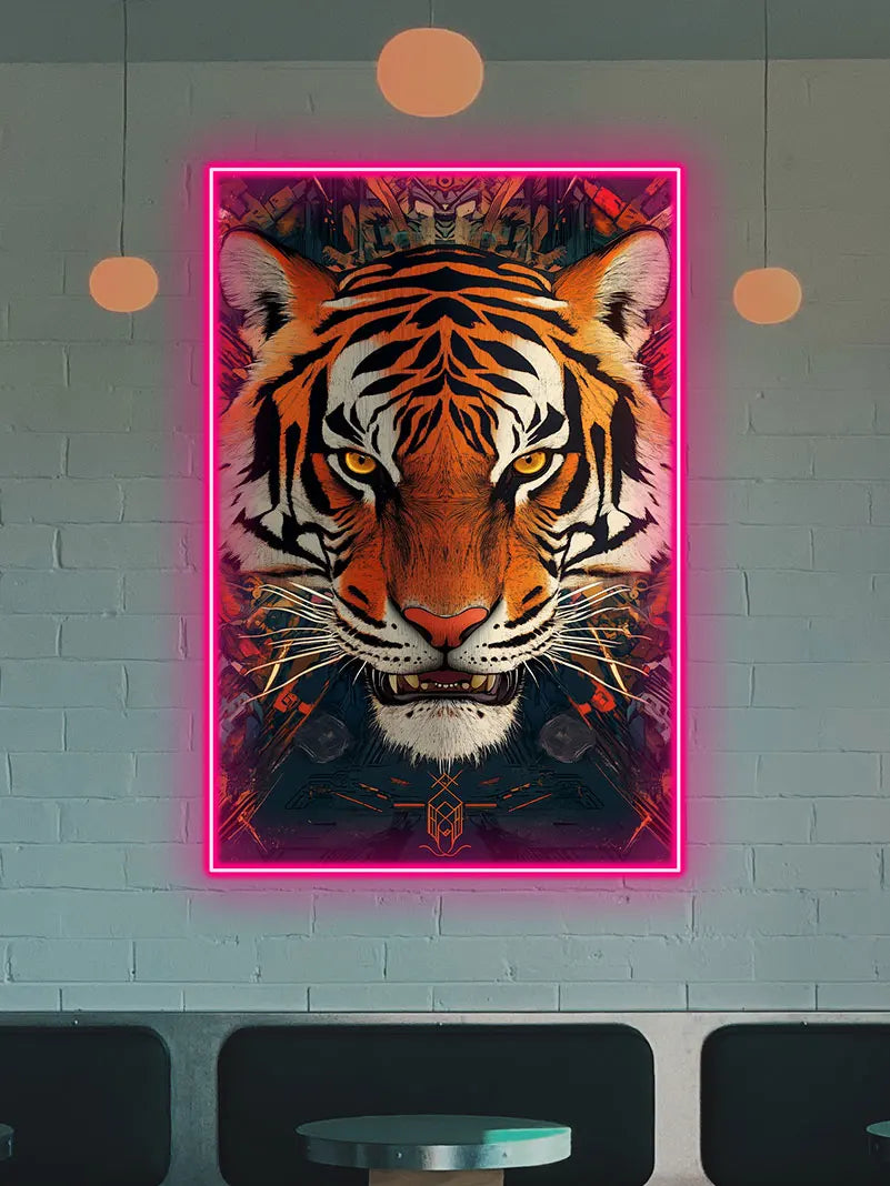Fierce Tiger Neon Sign - LED Wall Art for Home & Office Decor, Bold Animal Design for Living Room, Bar, Man Cave, Perfect Gift