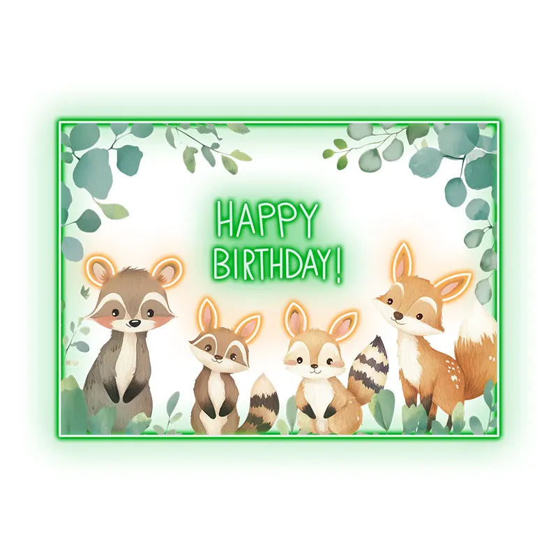 Cute Animal Birthday Neon Sign, Kids Birthday Party Wall Decor Light, Custom Led Light Sign, Birthday Gift for Kids, Room Decor
