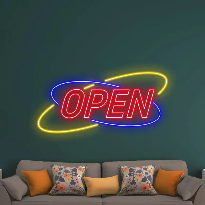 Toysign Classic Red & Blue Shop Open Neon Light – LED Wall Sign for Stores and Cafes, Bright Business Display Board, Shop Decor