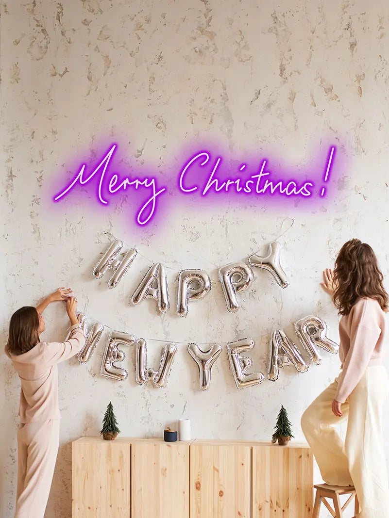 Merry Christmas Neon Text Light – Stylish Merry Christmas Design with Neon Glow, Perfect for Holiday Home Decor and Party Decor