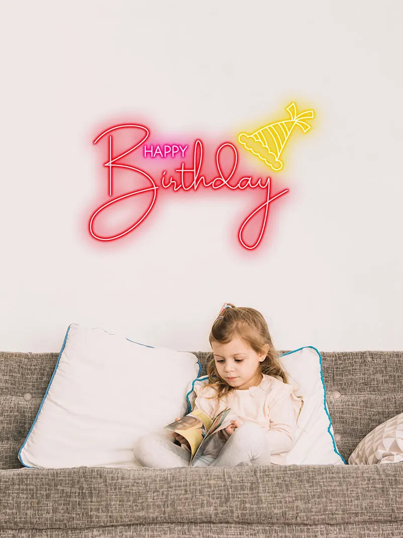 Toysign Custom Text Neon Light, Happy Birthday Neon Sign - Bright LED Party Decoration for Special Celebrations, Birthday Gift