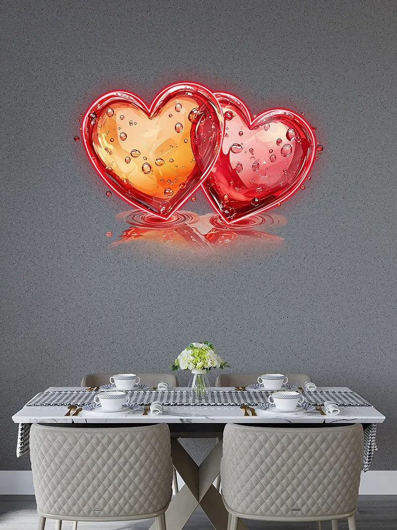 Two Hearts Wedding Ceremony Neon Sign, Creative Wall Hanging Neon Light, Wedding Gift Decor Light