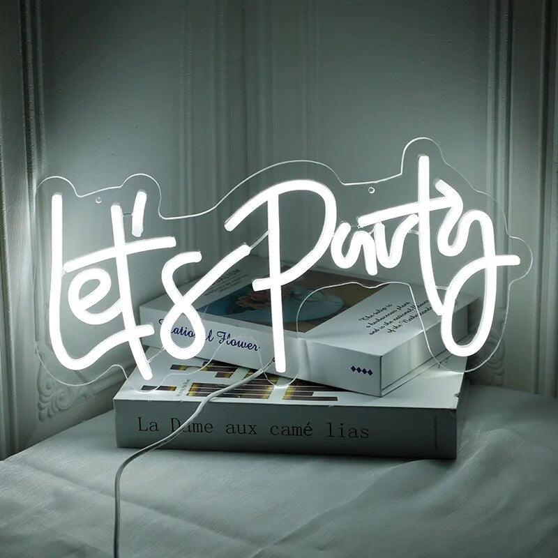 Lets Party Neon Sign LED Lamps Garden Birthday Celebrate Party Art Wall Decor Gift