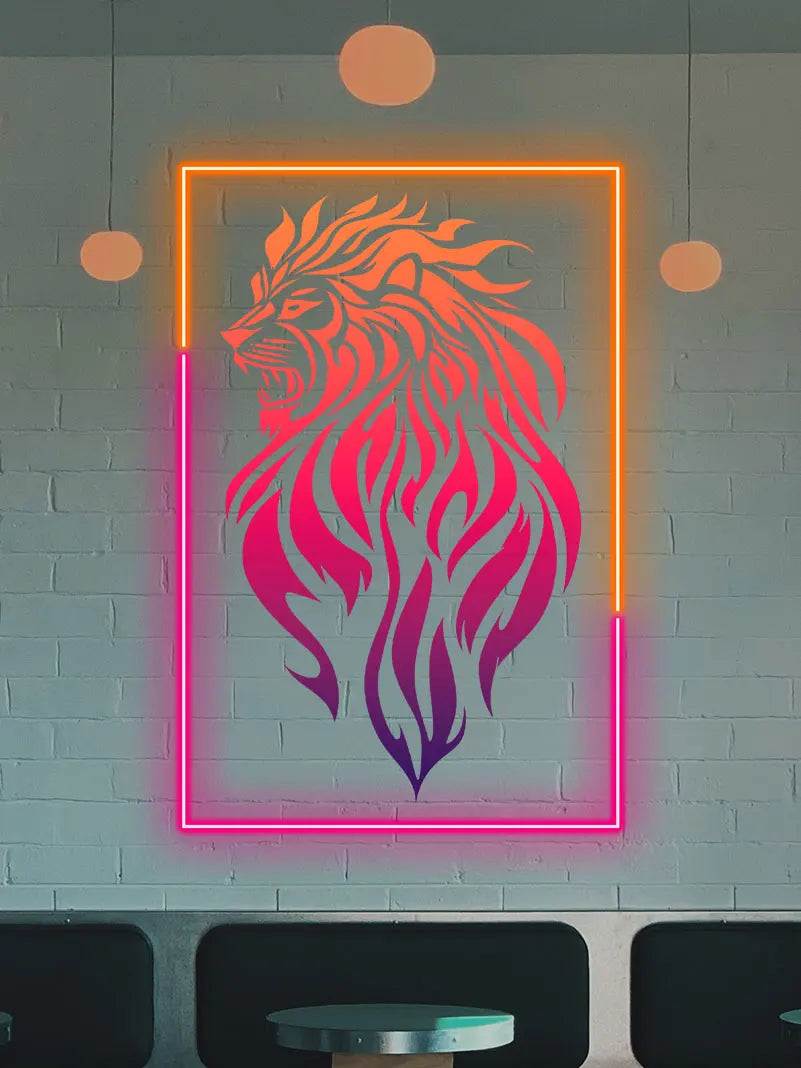 Fierce Lion Tattoo Neon Light, Modern & Stylish Neon Art Wall Decor, Perfect Gift for Lion Lovers, Personalized Room Decor Light