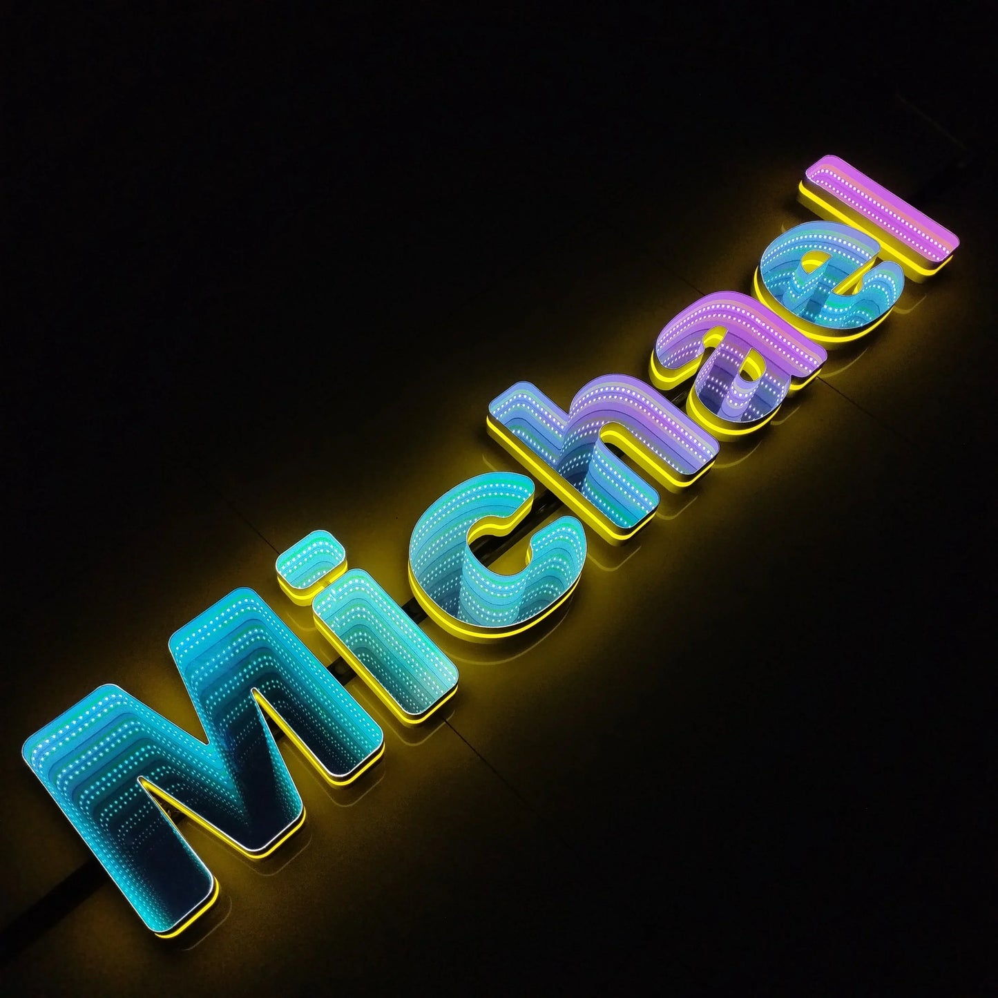 Toysign 3D Name Logo LED Infinity Mirror, Custom Business Logo Sign, Infinity Mirrors Letter, Wall Mounted Infinity Mirror Light