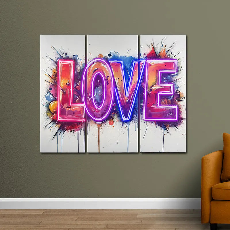 Wall Graffiti Love Text Neon Sign, LED Light Wall Decor, Personalized Neon Sign Light, Creative Gift Neon Light For Home Decor