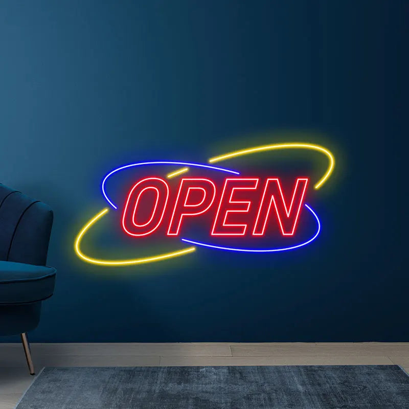 Toysign Classic Red & Blue Shop Open Neon Light – LED Wall Sign for Stores and Cafes, Bright Business Display Board, Shop Decor