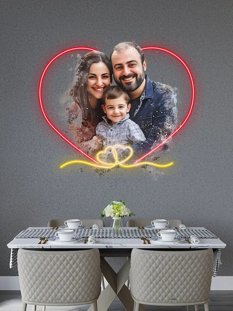 Family Photo Acrylic Custom Neon Sign, Personalized LED Neon Sign Light, Perfect Neon Light For Home Decor