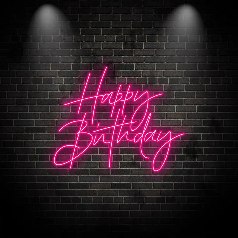 Toysign Custom Neon Light, Elegant Happy Birthday Neon Sign – LED Wall Art for Birthday Party Decor, Celebration, and Home Decor