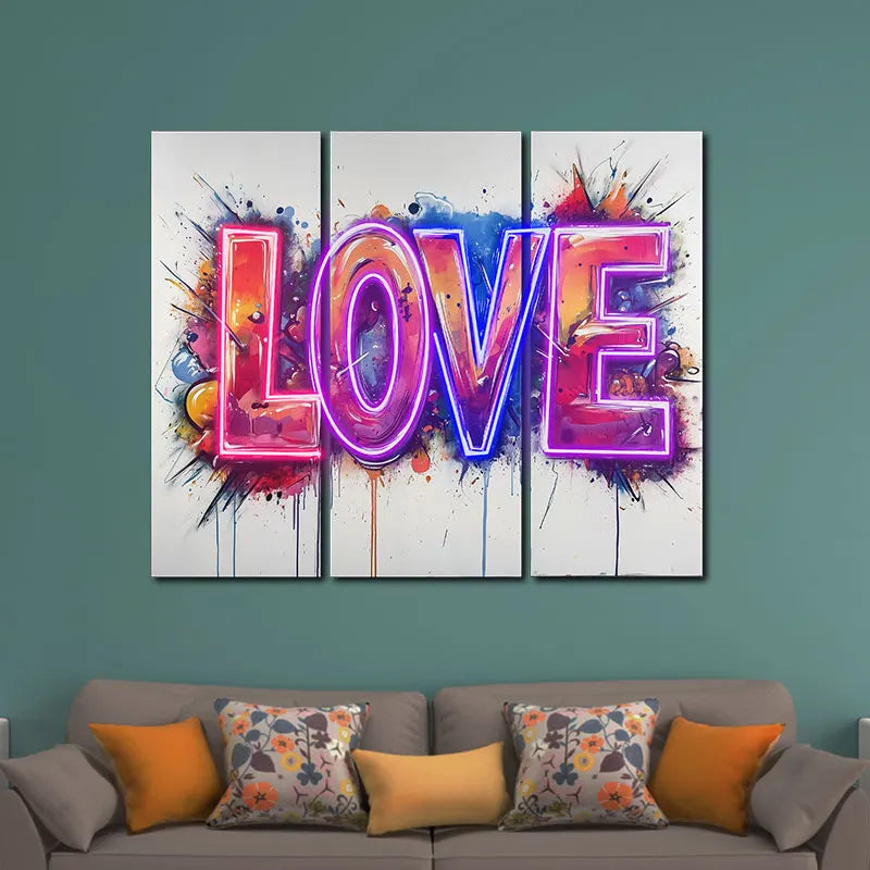 Wall Graffiti Love Text Neon Sign, LED Light Wall Decor, Personalized Neon Sign Light, Creative Gift Neon Light For Home Decor