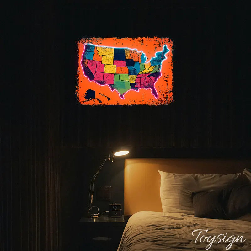 USA Map Neon Light – Bright American Pride Wall Decor, Perfect for Living Room, Bar or Dorm! Aesthetic Decor for Bedroom Wall
