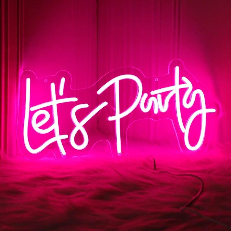 Lets Party Neon Sign LED Lamps Garden Birthday Celebrate Party Art Wall Decor Gift