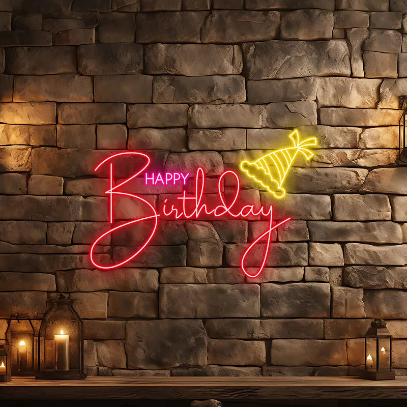 Toysign Custom Text Neon Light, Happy Birthday Neon Sign - Bright LED Party Decoration for Special Celebrations, Birthday Gift