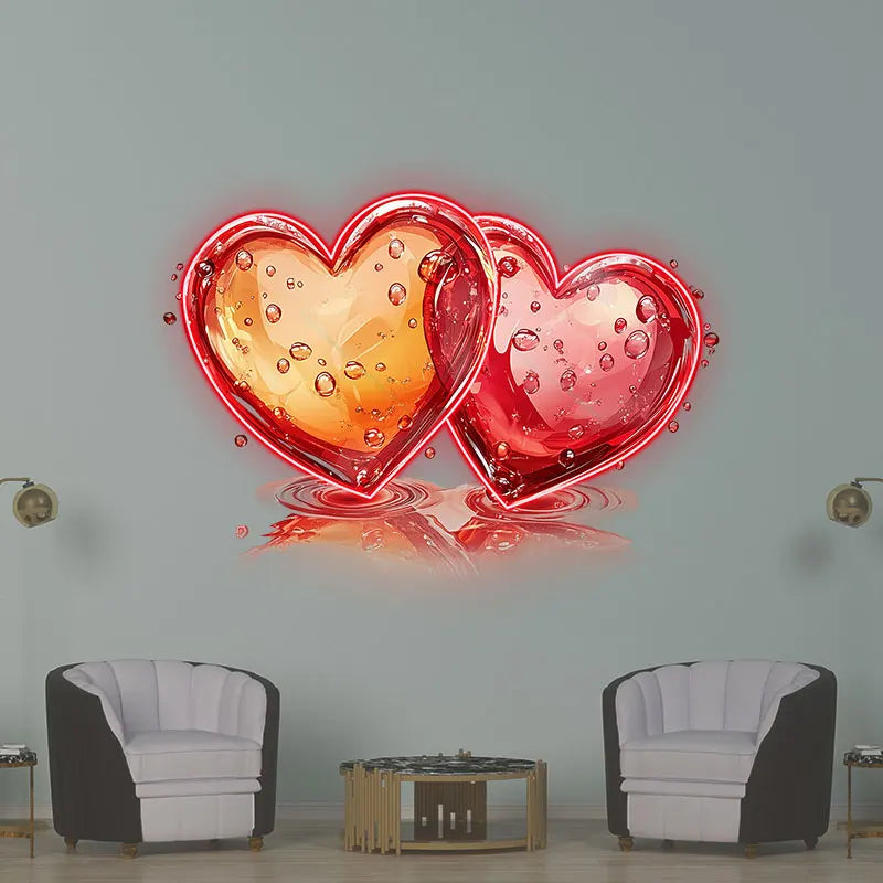 Two Hearts Wedding Ceremony Neon Sign, Creative Wall Hanging Neon Light, Wedding Gift Decor Light