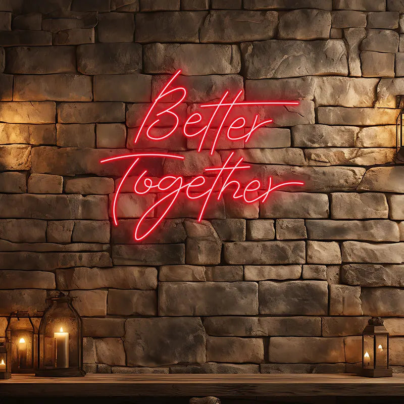 Toysign Better Together Text LED Neon Sign – Romantic Glow for Bedroom, Wedding or Special Occasion, Perfect Gift for Couples