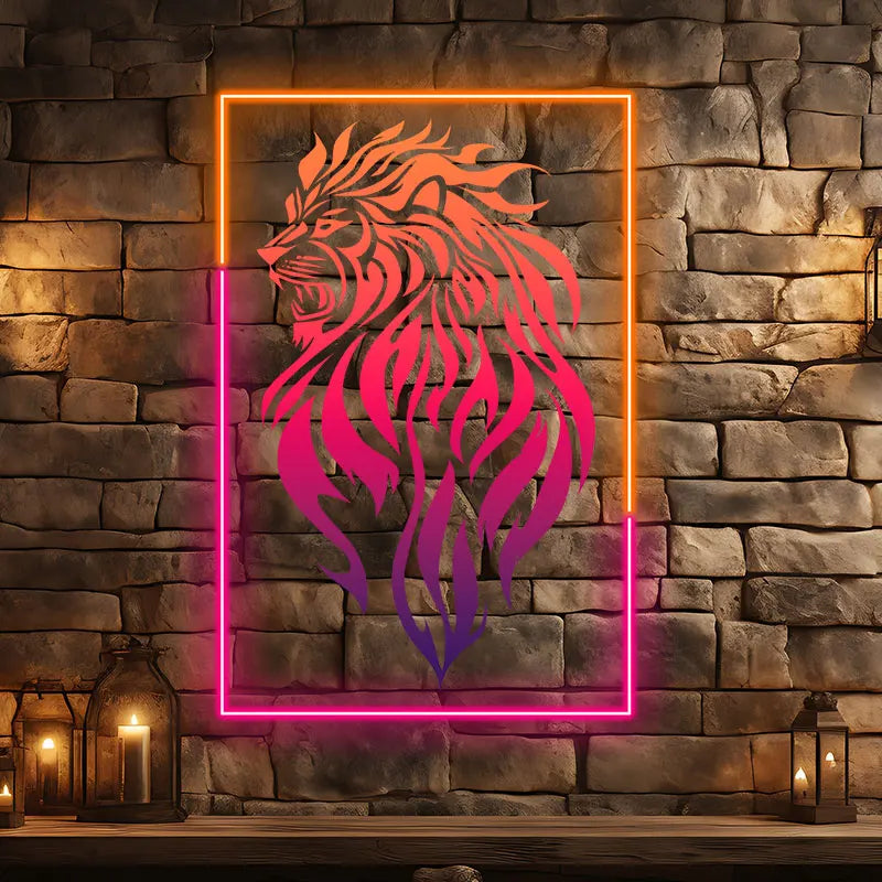 Fierce Lion Tattoo Neon Light, Modern & Stylish Neon Art Wall Decor, Perfect Gift for Lion Lovers, Personalized Room Decor Light