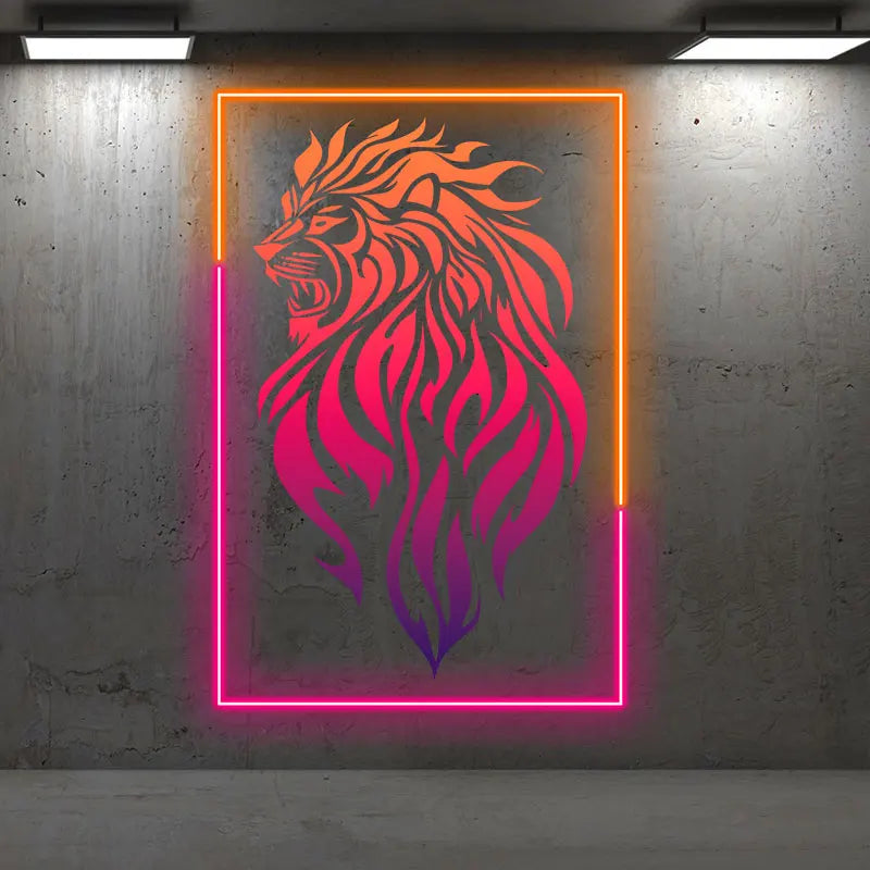 Fierce Lion Tattoo Neon Light, Modern & Stylish Neon Art Wall Decor, Perfect Gift for Lion Lovers, Personalized Room Decor Light
