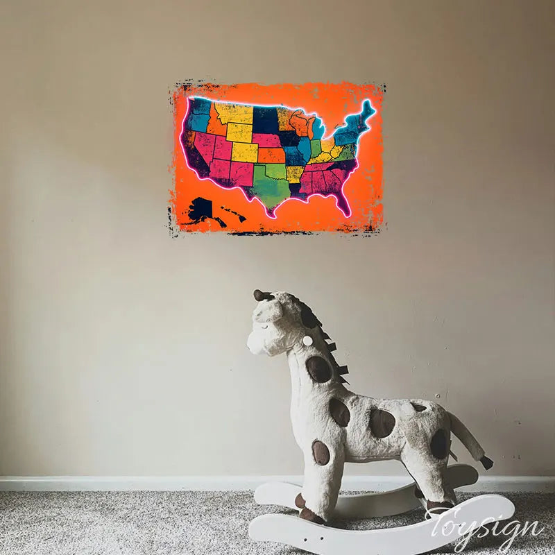USA Map Neon Light – Bright American Pride Wall Decor, Perfect for Living Room, Bar or Dorm! Aesthetic Decor for Bedroom Wall