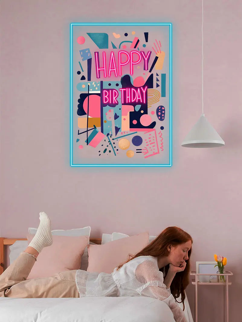 Happy Birthday Led Neon Light, Birthday Party Wall Decor Led Light, Custom Neon Sign for Room Decor, Perfect Gift for Kids Room