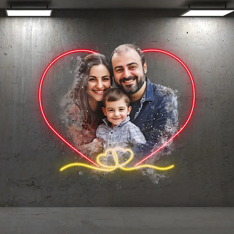 Family Photo Acrylic Custom Neon Sign, Personalized LED Neon Sign Light, Perfect Neon Light For Home Decor