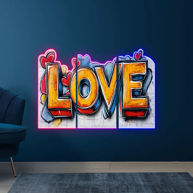 Love Text Art Custom Neon Sign, Personalized LED Neon Sign Light, Creative Gift Neon Light For Home Decor