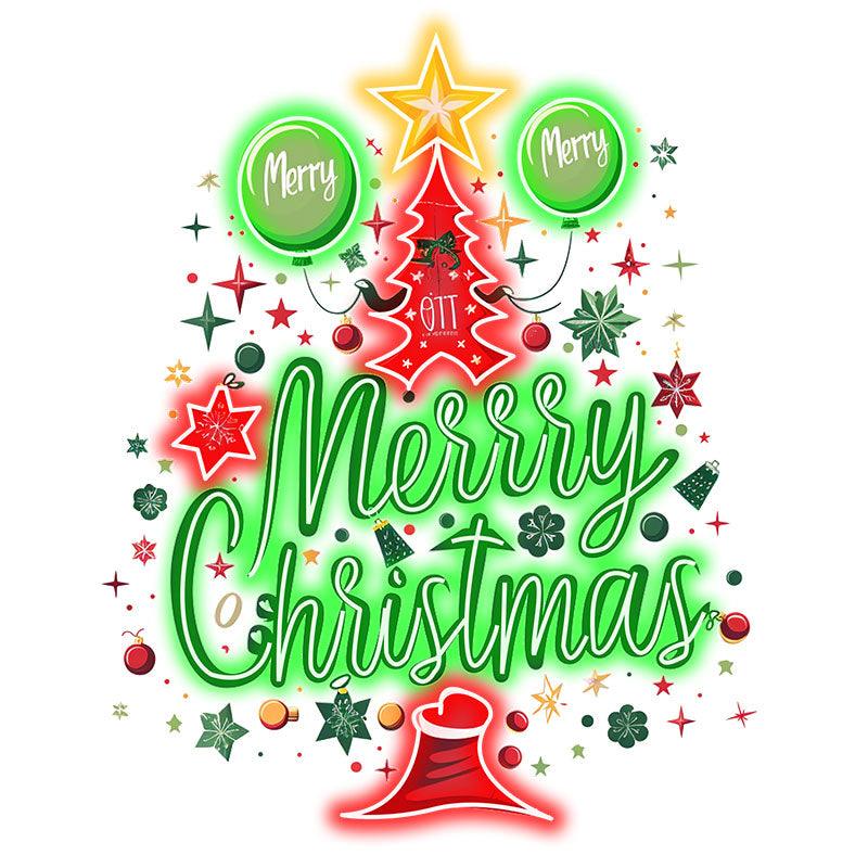 Happy Christmas Tree LED neon signs Lights - Letters with Hat Creative Colorful Design, Perfect Holiday Decoration