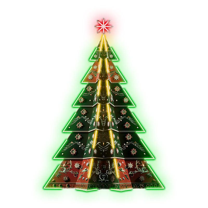 Luxurious Embroidered Colorful neon signs Floral Christmas Tree: Artistic Decoration for Blooming Holiday Spirit
