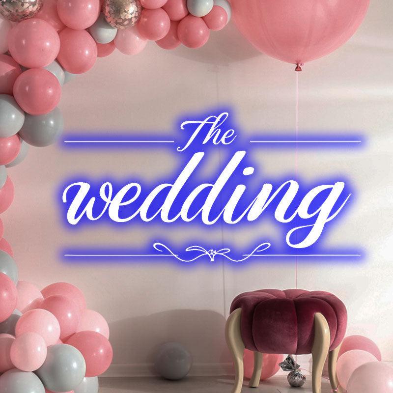 Fully customizable blue wedding neon signs | Exclusive name, event name and logo design | Free choice of holiday theme text and colors