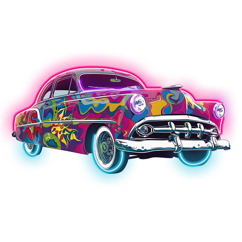 Classic Old Famous Cars Colorful Airbrush | Unique Art Deco | Vintage Slam Car Style | Perfect for Home, Office and Garage neon signs