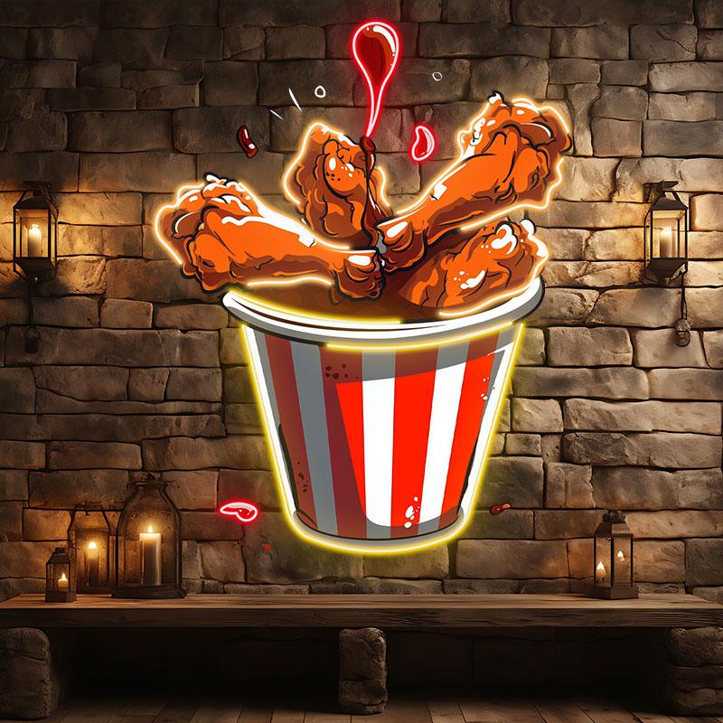 LED Neon signs Chicken Fried Legs | Creative Gourmet Decoration Lights | For Home, Restaurant & Party Lighting