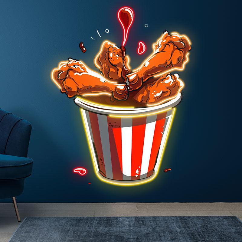 LED Neon signs Chicken Fried Legs | Creative Gourmet Decoration Lights | For Home, Restaurant & Party Lighting