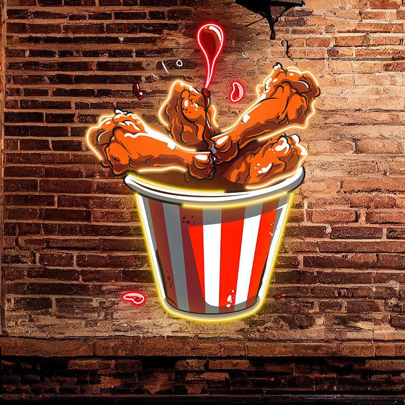 LED Neon signs Chicken Fried Legs | Creative Gourmet Decoration Lights | For Home, Restaurant & Party Lighting