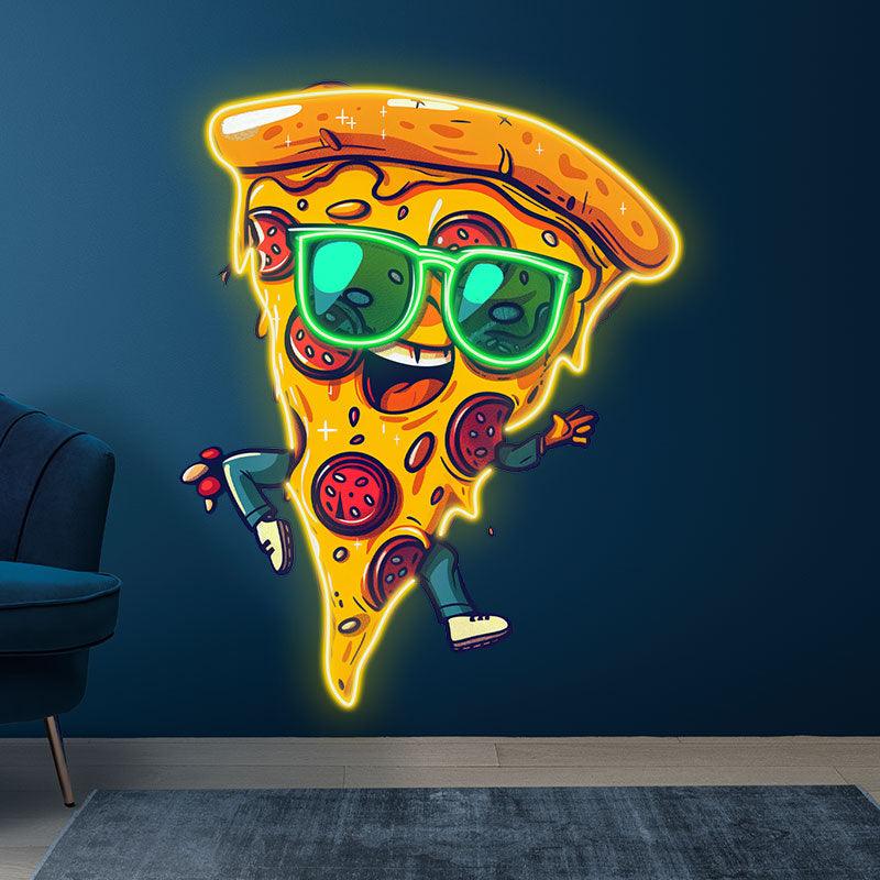 Dancing Pizza LED Neon signs Lights - Wearing Sunglasses Smile Showing Teeth Creative Decoration Lights | Home, Party, Restaurant Favors