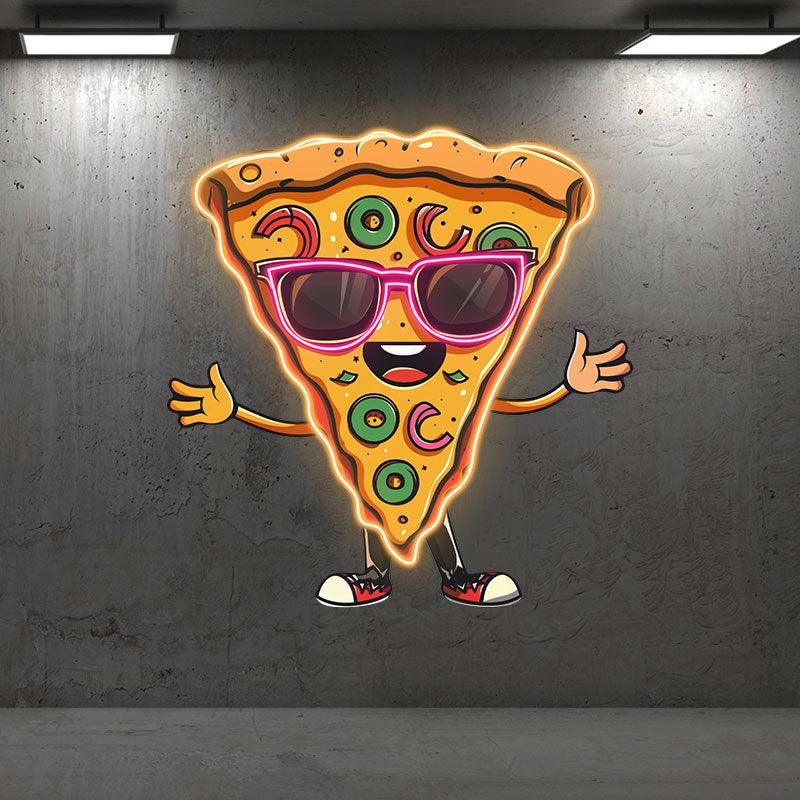 Funny Pizza Neon signs Lights - LED Lights, Smiley Face in Sunglasses Design, Creative Home Decor, Perfect Party Vibe
