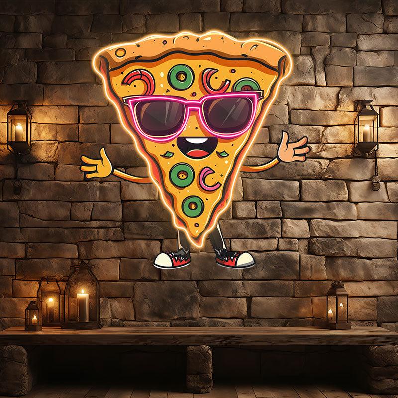 Funny Pizza Neon signs Lights - LED Lights, Smiley Face in Sunglasses Design, Creative Home Decor, Perfect Party Vibe