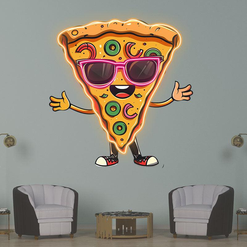 Funny Pizza Neon signs Lights - LED Lights, Smiley Face in Sunglasses Design, Creative Home Decor, Perfect Party Vibe