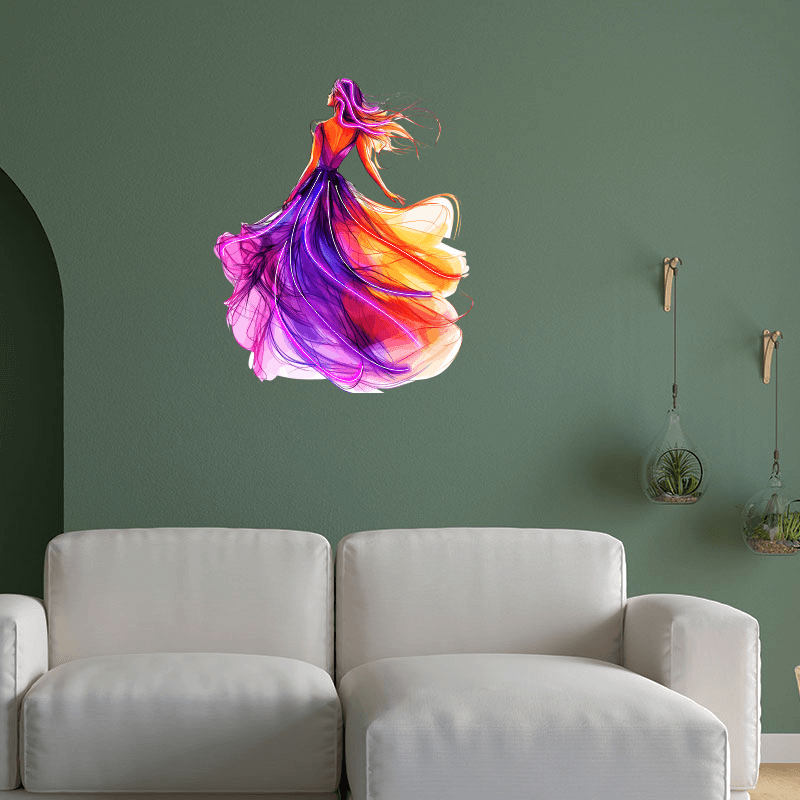 Fashion European and American Beauty Dancing Neon signs Lights - Red and purple light long dress dancing LED decorative lights, personalized home and creative space lighting