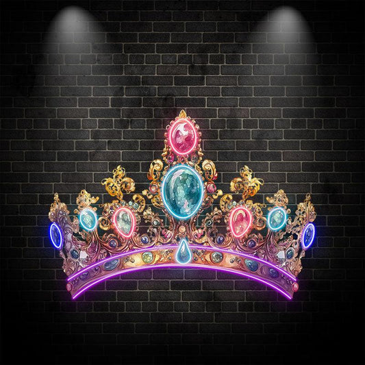 Gorgeous Gold Crown Neon signs | Colorful Gems & Diamonds Decoration | LED Luxury Lighting