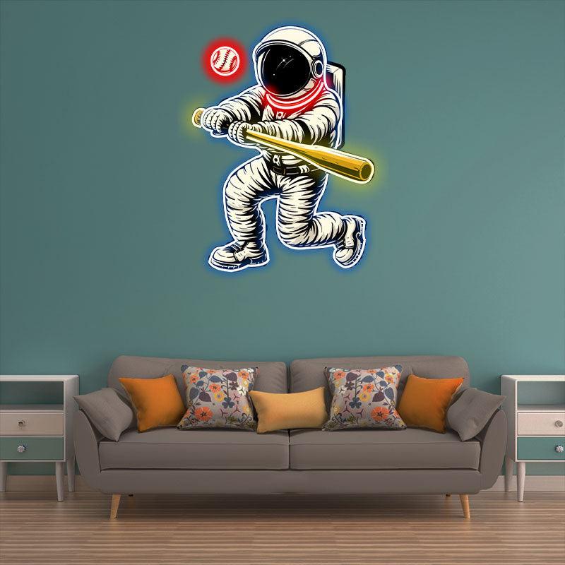 “Astronaut Baseball Neon signs Light - Unique LED Decor for Space Lovers, Perfect Gift for Sports Enthusiasts, Fun and Playful Wall Art