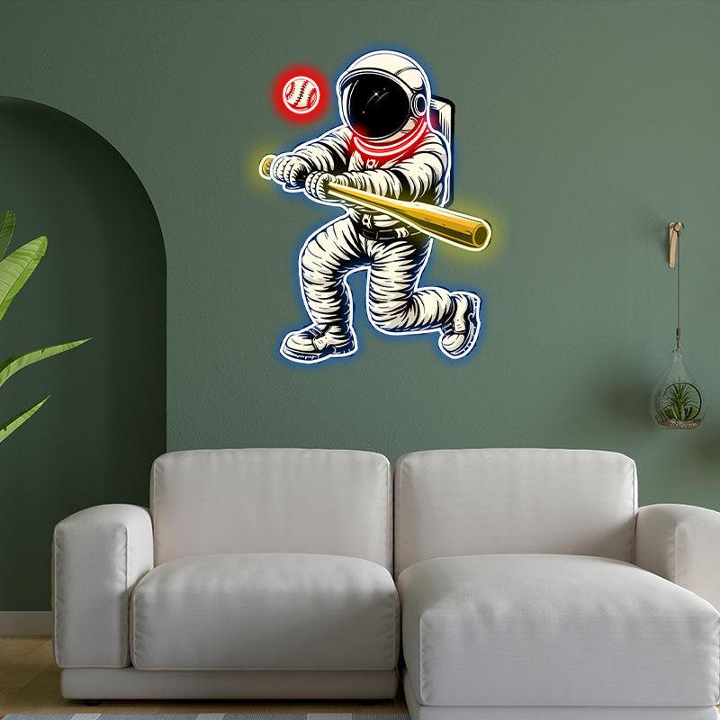 “Astronaut Baseball Neon signs Light - Unique LED Decor for Space Lovers, Perfect Gift for Sports Enthusiasts, Fun and Playful Wall Art