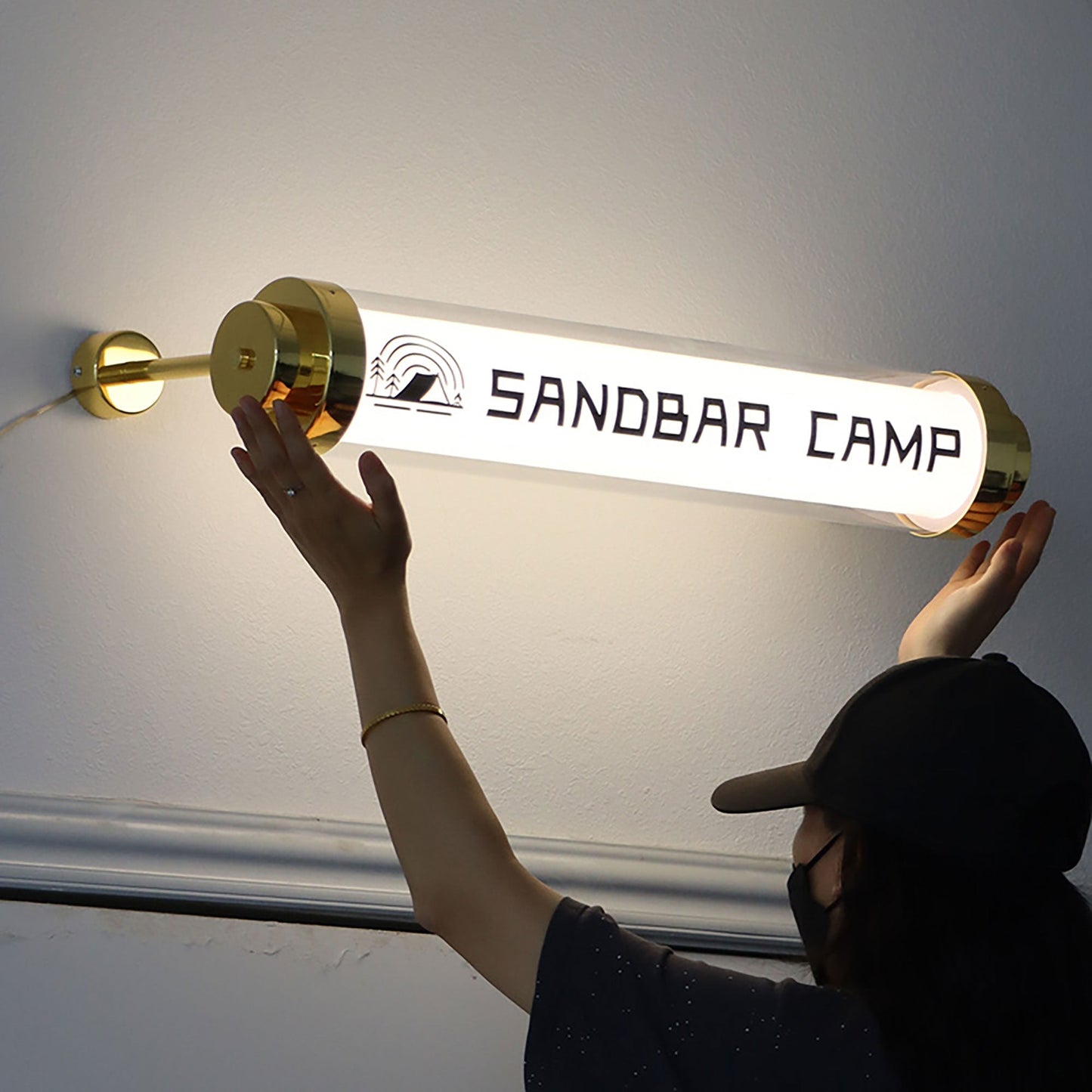 Custom Round Tube Waterproof Acrylic Lightbox Led Full-Lit Restaurant Sign with Logo Printed