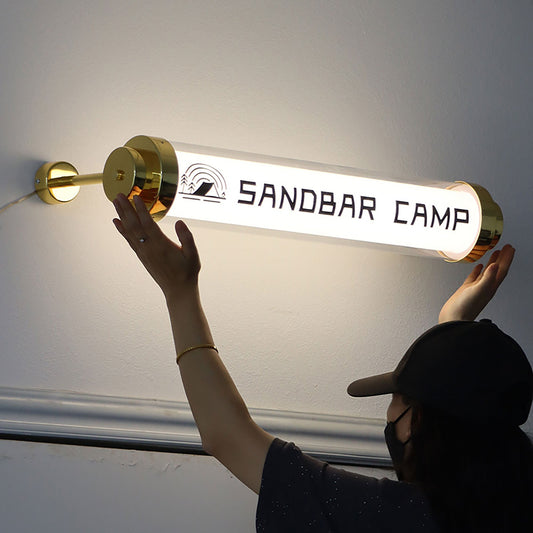 Custom Round Tube Waterproof Acrylic Lightbox Led Full-Lit Restaurant Sign with Logo Printed