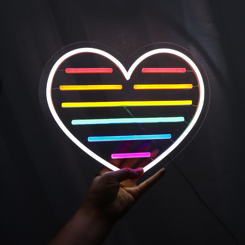 Rainbow heart neon sign, led neon flex sign,neon signs for sale